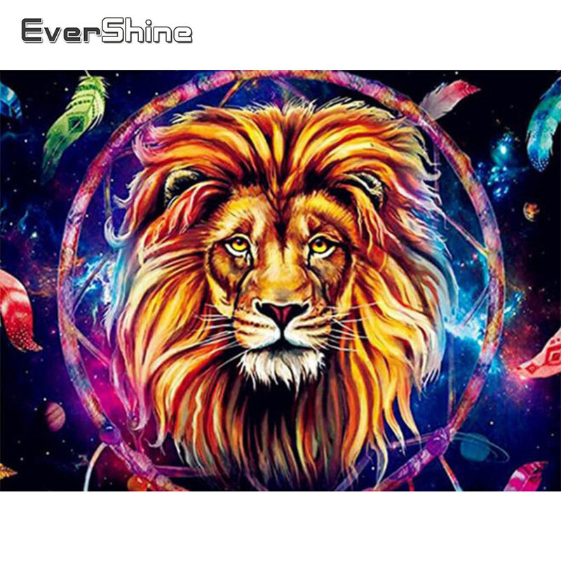 Evershine diamante mosaico 5d leão strass pintura diamante animal ponto cruz quadrado completo bordado decoração para casa