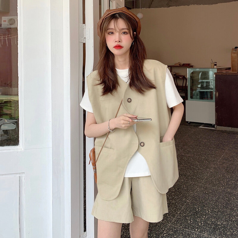 Costume ample coréen pour femmes, nouvelle collection automne 2021, filet avec gilet fin, manteau à la mode