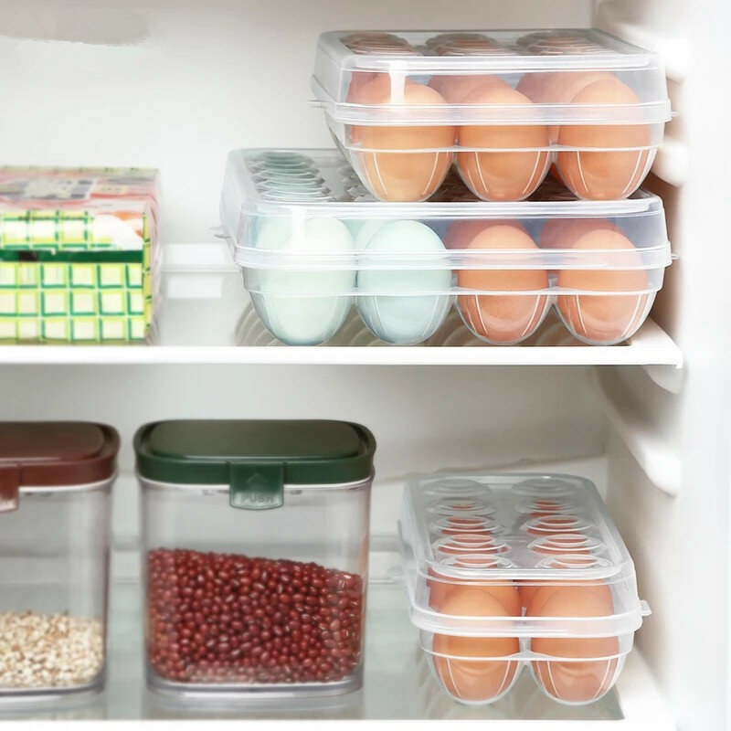 صندوق تخزين البيض صندوق تخزين الثلاجة البيض صينية البلاستيك المنزلية البيض شبكة المطبخ الحاويات