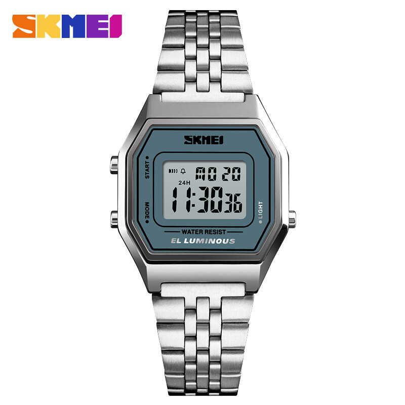 SKMEI-reloj Digital de lujo para mujer, pulsera de acero inoxidable de oro rosa, marca superior, deportivo