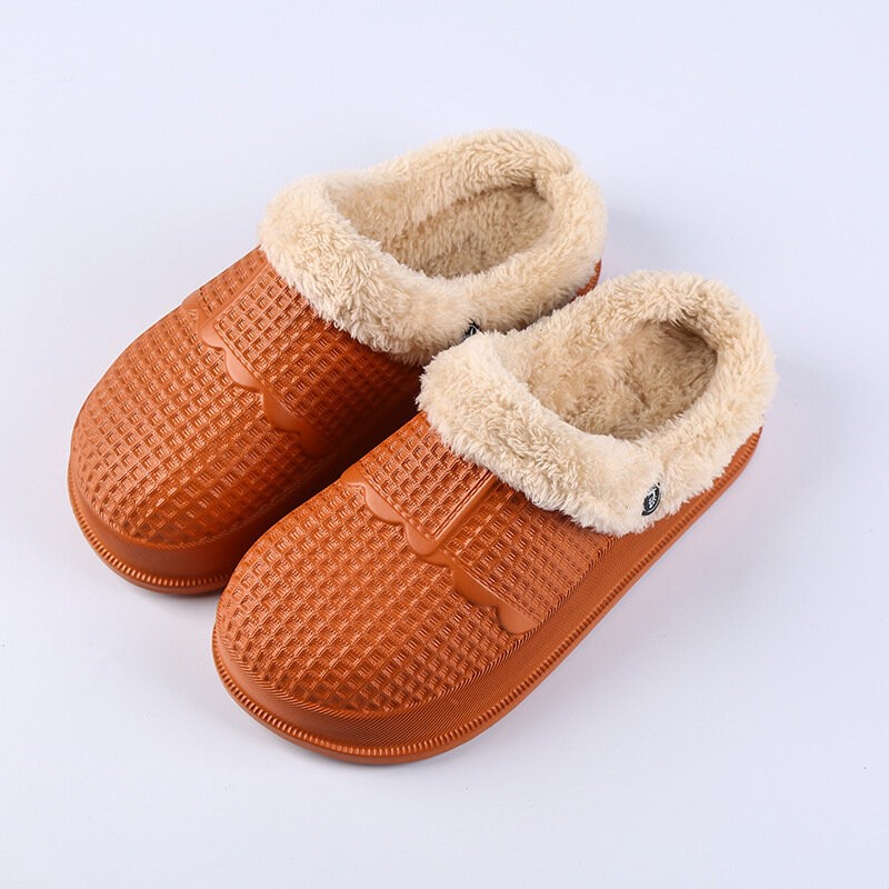 Зимние мужские тапочки, новые парные тапочки, женские зимние размера плюс, водонепроницаемые сабо, зимние сандалии, домашняя обувь