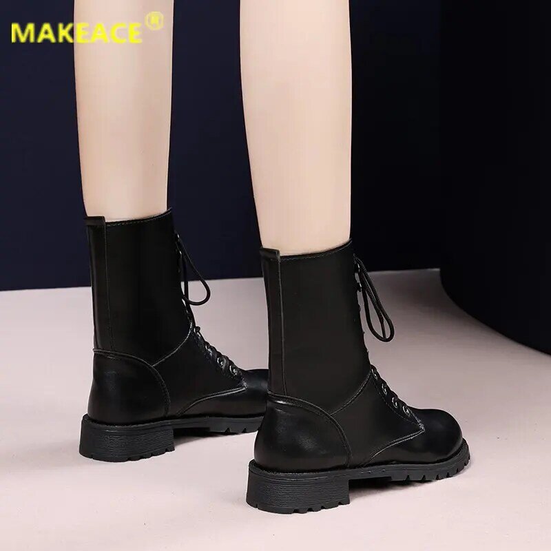 가을 여성 부츠 블랙 35-42 대형 마틴 부츠 패션 플랫폼 여성 부츠 짧은 봉제 겨울 따뜻한 면화 신발