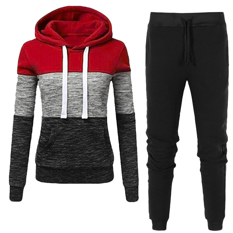 Inverno casual agasalho feminino 2 peça conjunto hoodies + calças sportwear esportes feminino terno moletom com capuz conjunto roupas femininas