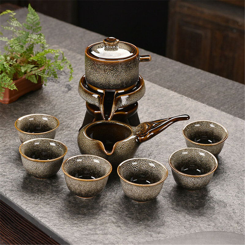 Leniwy półautomatyczny zestaw do herbaty Home Office Teaware czajniczek Kung Fu filiżanka ceramiczny prezent biznesowy dostosowane kwiaty wielokolorowe kubki