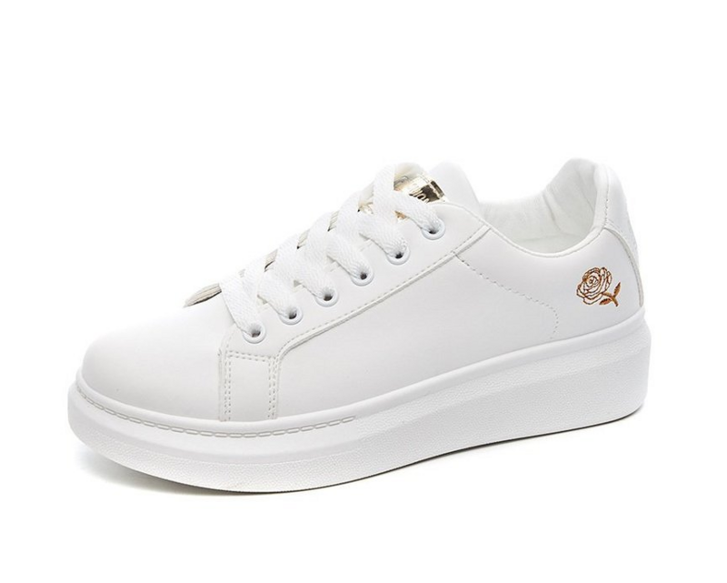 Zapatos blancos con cordones para mujer, Tenis femeninos de cuero sintético, zapatillas informales de Color sólido, novedad de primavera, 2021