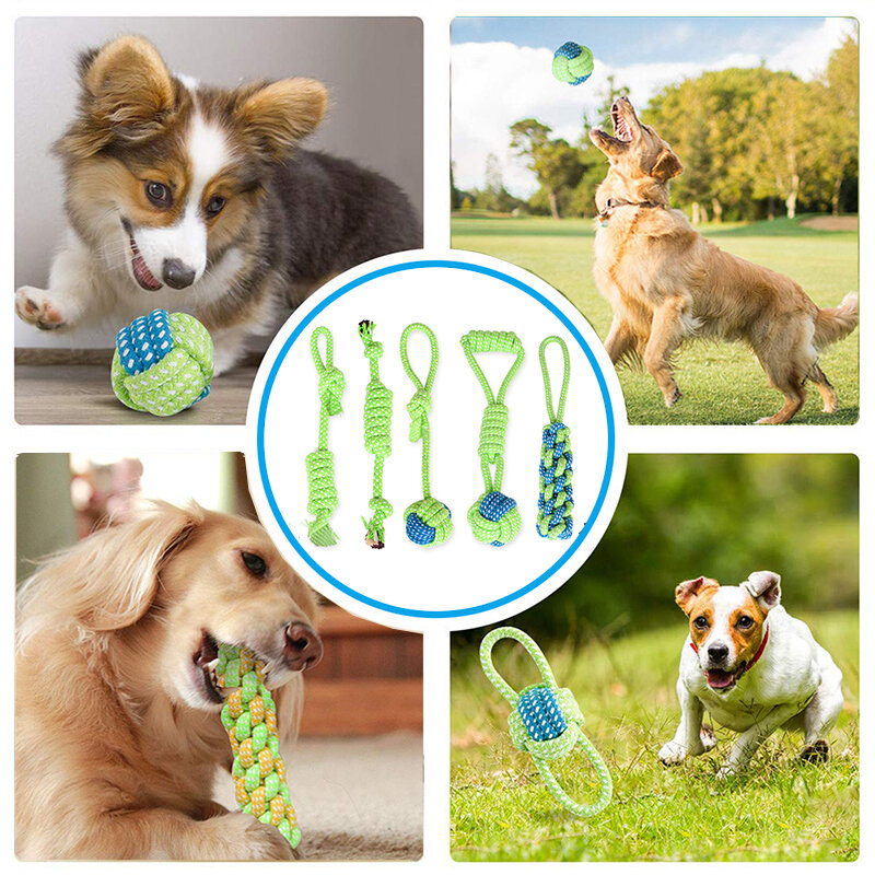 Juguetes para perros-cepillo de dientes interactivo para mascotas, bola para perros grandes y pequeños, productos de cuerda para masticar, accesorios de limpieza de dientes
