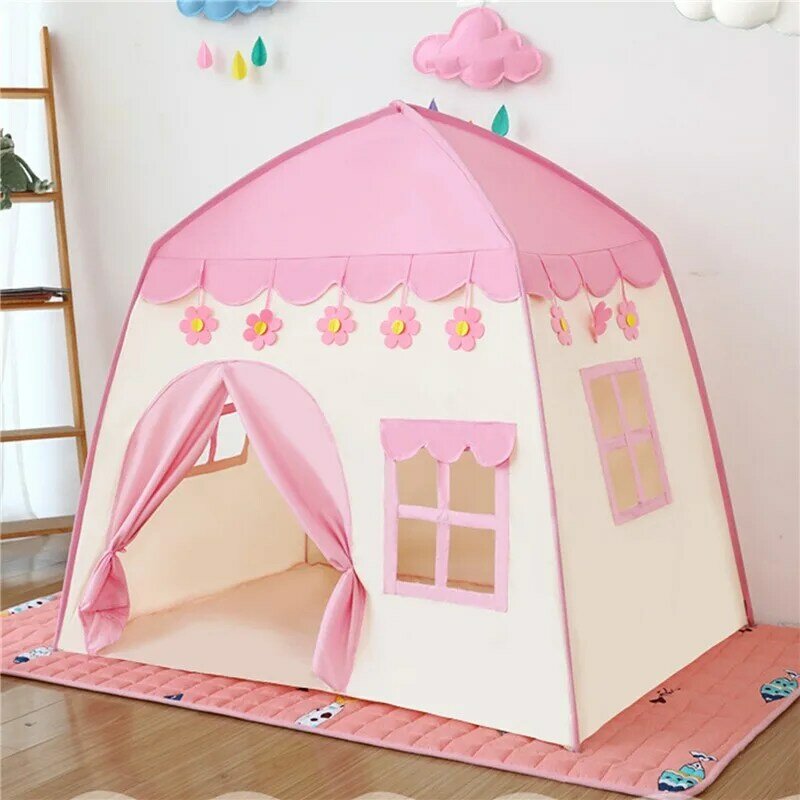 1.3m portátil tenda das crianças wigwam dobrável crianças tendas tipi bebê jogar casa grande meninas rosa princesa castelo criança decoração do quarto