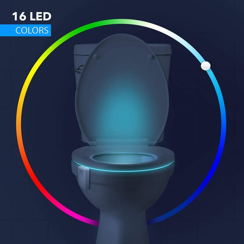 Lampe LED à Induction avec capteur de mouvement PIR, lumière de nuit pour siège de toilette, lampe de salle de bain, bol rétro-éclairé, 16 couleurs, pour salle de bain