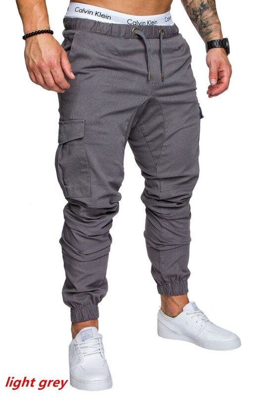 2020 남자 패션 바지 Drawstring 야외 남성 캐주얼 멀티 포켓화물 바지 플러스 크기 12 색