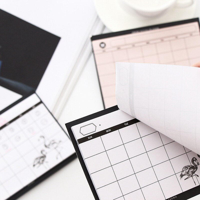 Flamingo organizador de mesa, bloco de notas para planejamento mensal, eficiência do trabalho, resumo do escritório material escolar