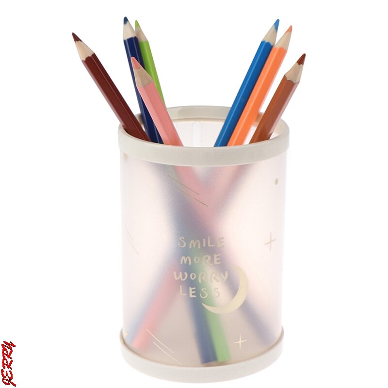 Porte-stylo et crayons rond, motif étoile et animal mignon, pour étudiants, fournitures transparentes et givrées, papeterie PP, cadeaux 1 pièce