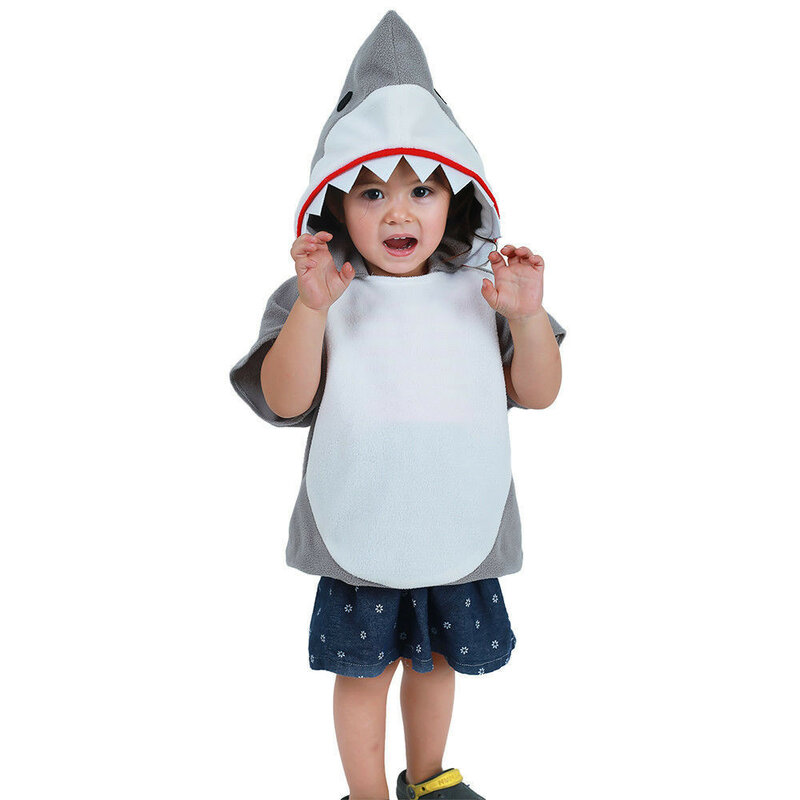 Moda crianças macacão cosplay traje tubarão palco roupas fantasia vestido halloween natal adereços