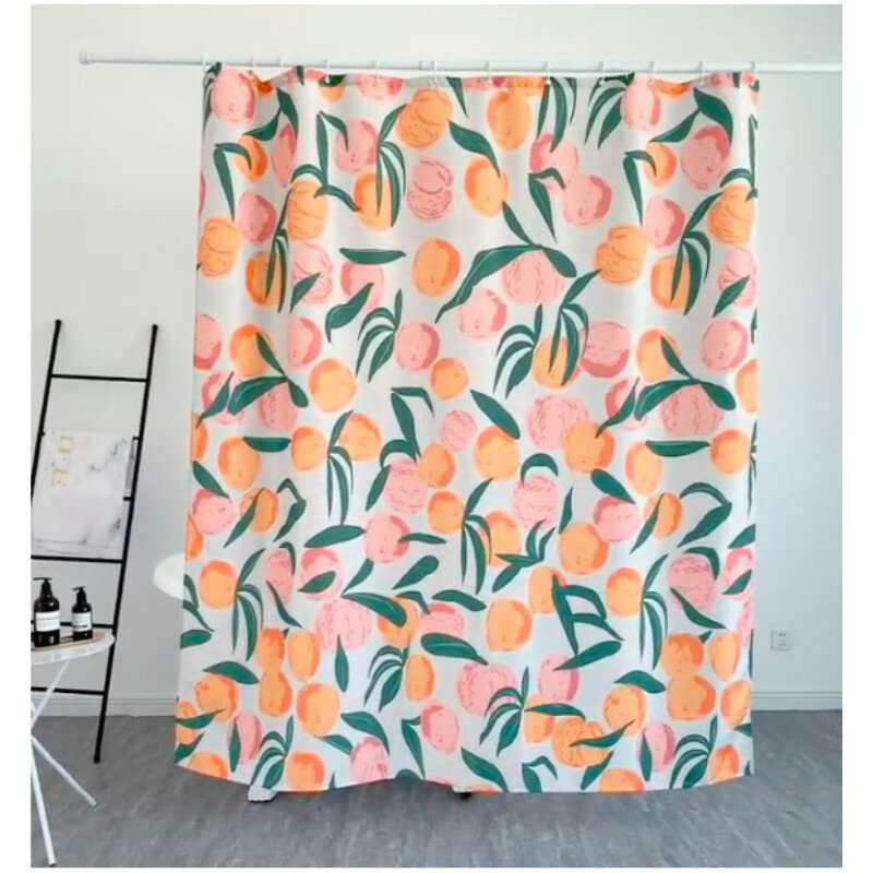 Dunxdeco cortina de chuveiro do banheiro à prova dwaterproof água moderno frutas frescas pêssego impressão tecido poliéster ridea decoração artística