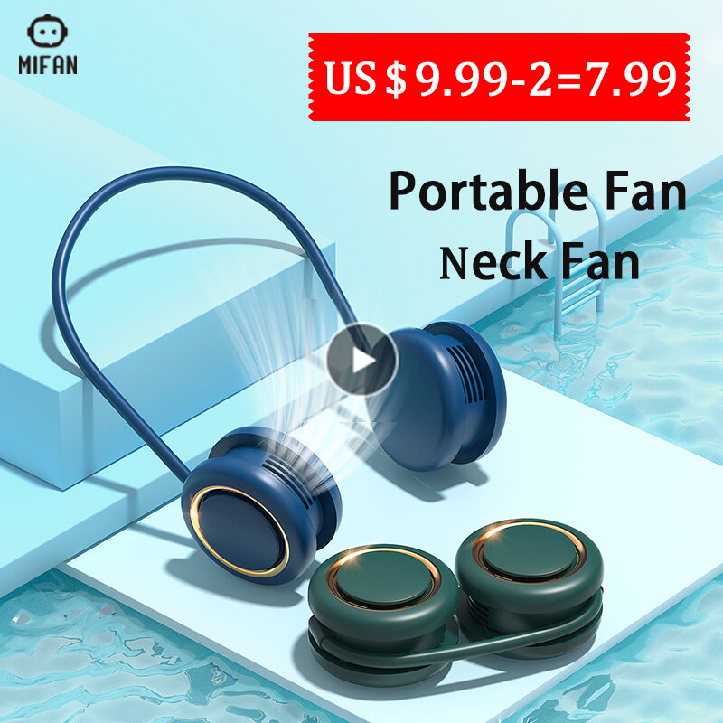 Neck Fan Portable USB Fan Mini Recharging Air Cooler Outdoor Sports Home Yoga Fans for Summer Air Cooling United States Selling