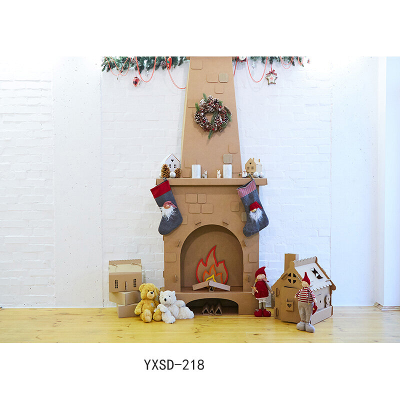 Рождественский фон для фотосъемки в помещении Рождественская елка камин детский портрет для фотосъемки фон 21712 YXSD-07