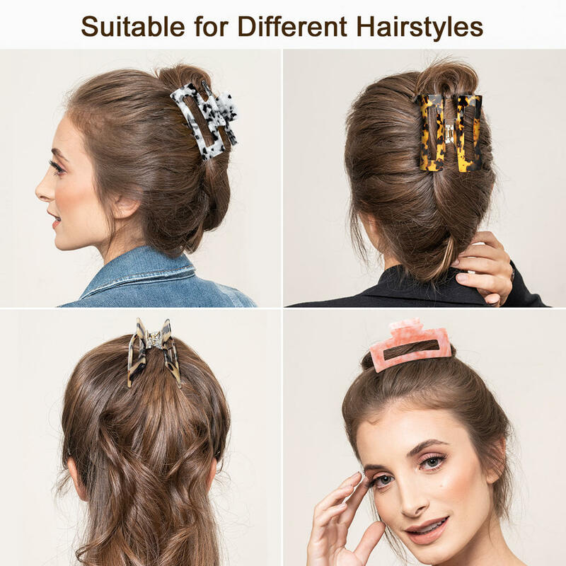Pinzas para el pelo decorativas para mujer y niña, pinza para el pelo con placa de acetato de leopardo, de resina, Retro