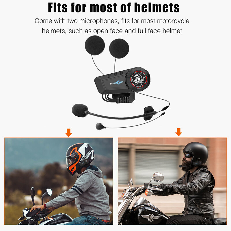 Мотогарнитура для шлема Freedconn KYPro, 1000 м, BT 5,0, FM-радио