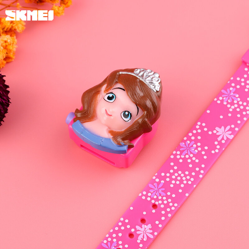 Crianças marca relógios skmei dos desenhos animados congelados princesa led digital relógio de pulso moda casual eletrônico crianças hora para a menina