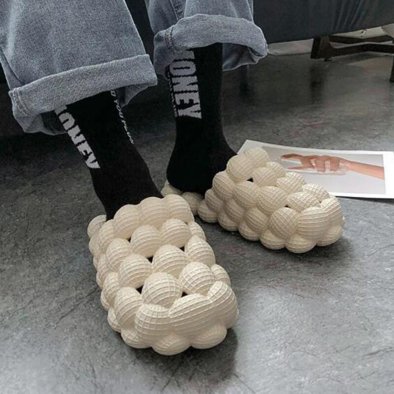 Sandalias planas con burbujas para mujer, zapatos informales ahuecados, zapatillas de burbujas sólidas con dijes, Unisex, novedad
