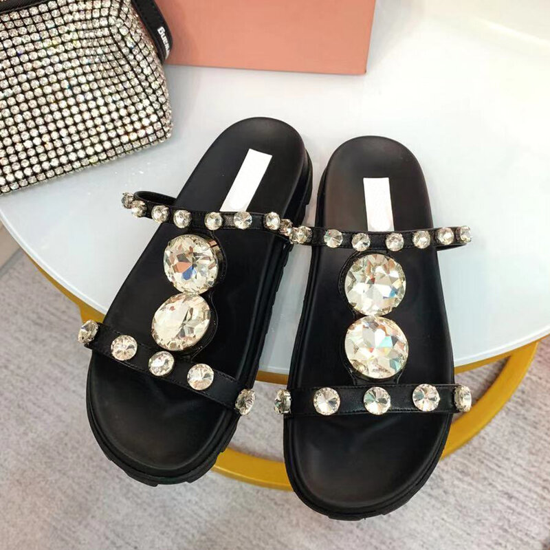 Pantofole di cristallo donna estate strass diamante scivoli scarpe da festa sandali gladiatore donna infradito piattaforma infradito
