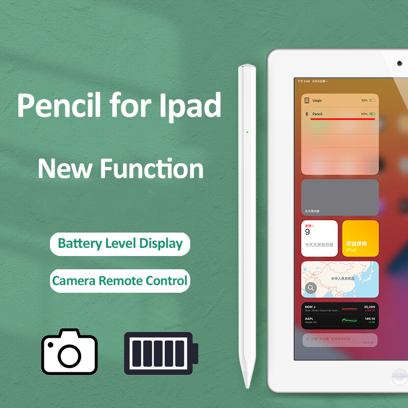 Uogic For Palm Rejection, 카메라 셔터 스타일러스 펜 Apple Pencil 2 1 iPad Pen Pro 11 12.9 Mini 6 7 Air 3 4