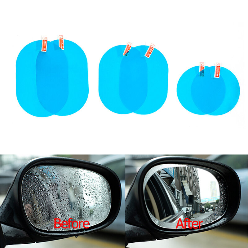 2 pcs/set Car Rearview Mirror Transparent Film Waterproof Car Sticker Car Rearview Mirror Protective Film Anti-fog Car Sticker