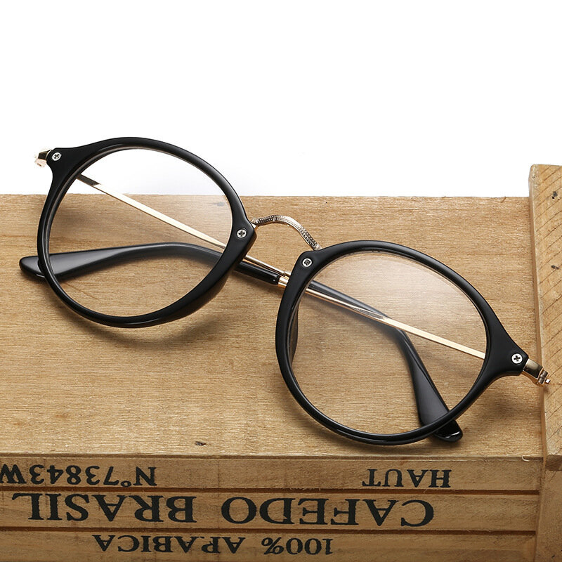 Armações de óculos redondas transparentes, óculos para mulheres e homens, armação de óculos para miopia, armação ótica preta