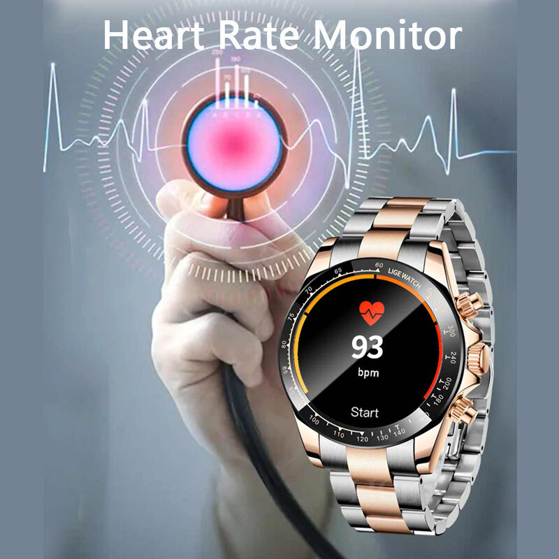 LIGE 2021 nowych moda inteligentny zegarek kobiety mężczyźni w pełni dotykowy ekran IP68 wodoodporny Smartwatch monitorujący tętno Sport Fitness Ladies zegarki