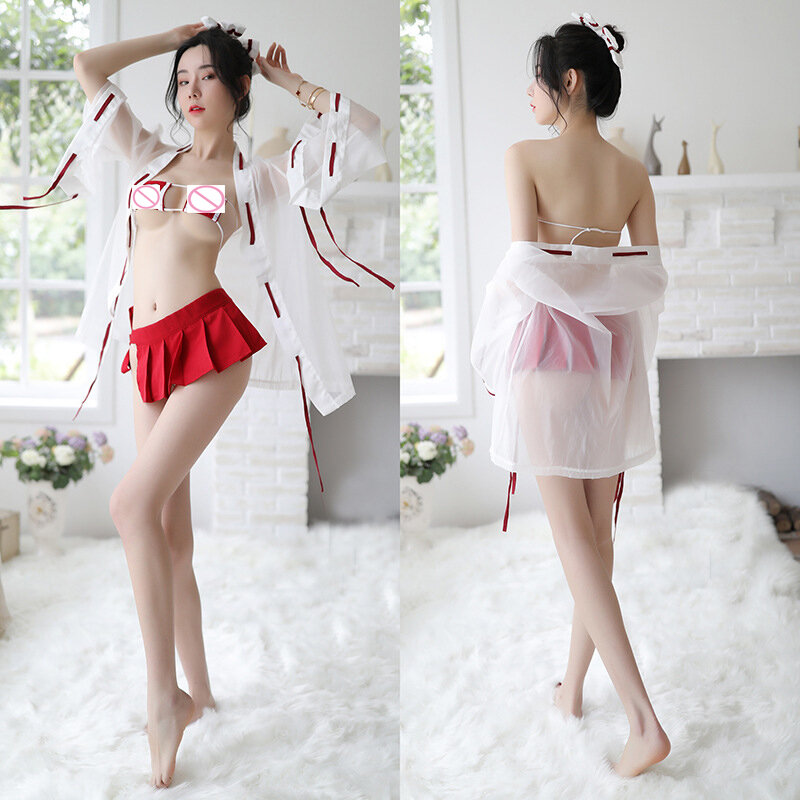 Seksowna bielizna, słodkie kimono w stylu japońskim, seksowna pokusa, przezroczysta odzież, seksowny jednolity garnitur