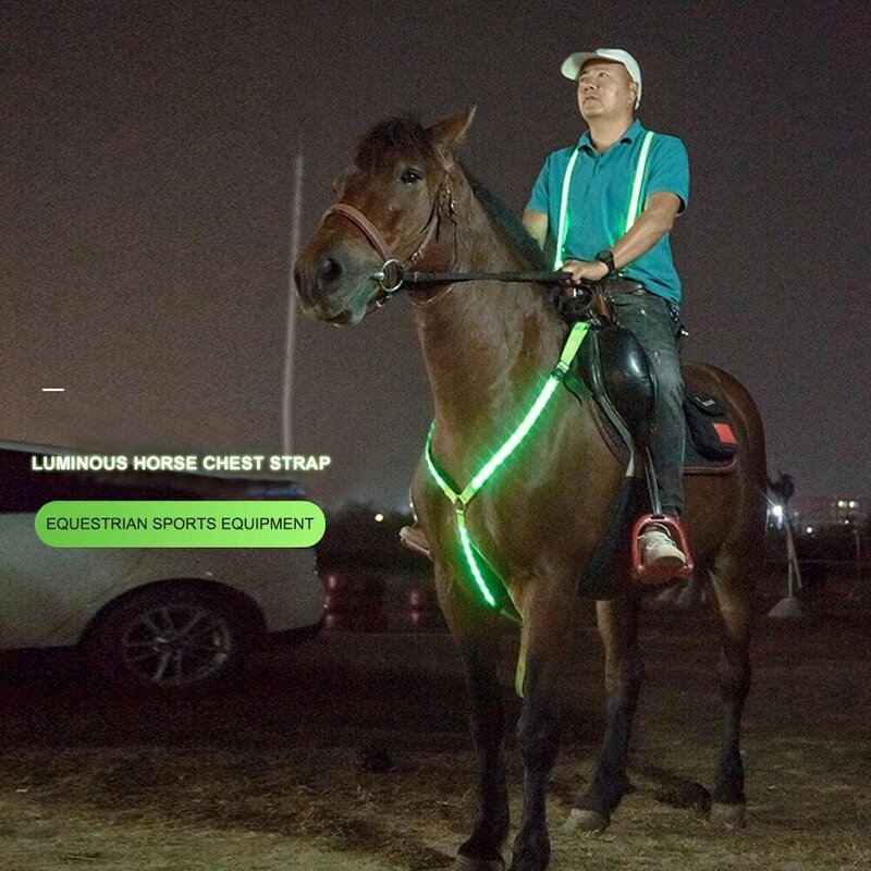 Arnés de luz LED ajustable para el pecho, cinturón de luces para montar a caballo, equipo de seguridad nocturna para el hogar, accesorios para animales y caballos