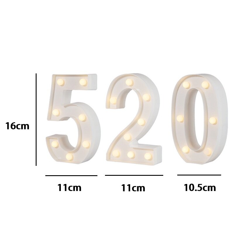 Luces LED decorativas con letras del alfabeto, lámpara con forma de número, decoración, batería, luz nocturna, fiesta, dormitorio de bebé