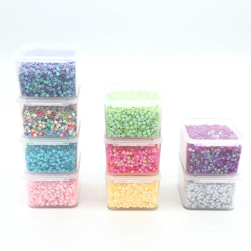 Inyajay Loose Sequins 15g/Box Star Shape DIY Scrapbooking Paillette Sewing Craft/PVC Flat Nail Art Manicure/Decoration Confetti