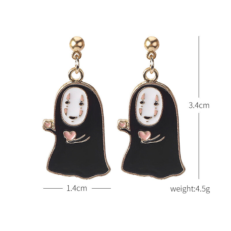 Hello Miss Cartoon Anime Spirited Away Ghost Earrings Fashion Creative Personality Alloy Stud Earrings Earrings Jewelry Gifts