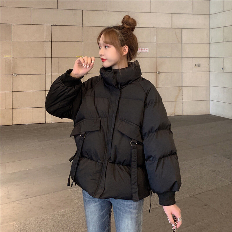2021 inverno feminino jaqueta de algodão casaco novo estilo coreano solto primavera e outono cintura controlada renda para mulher