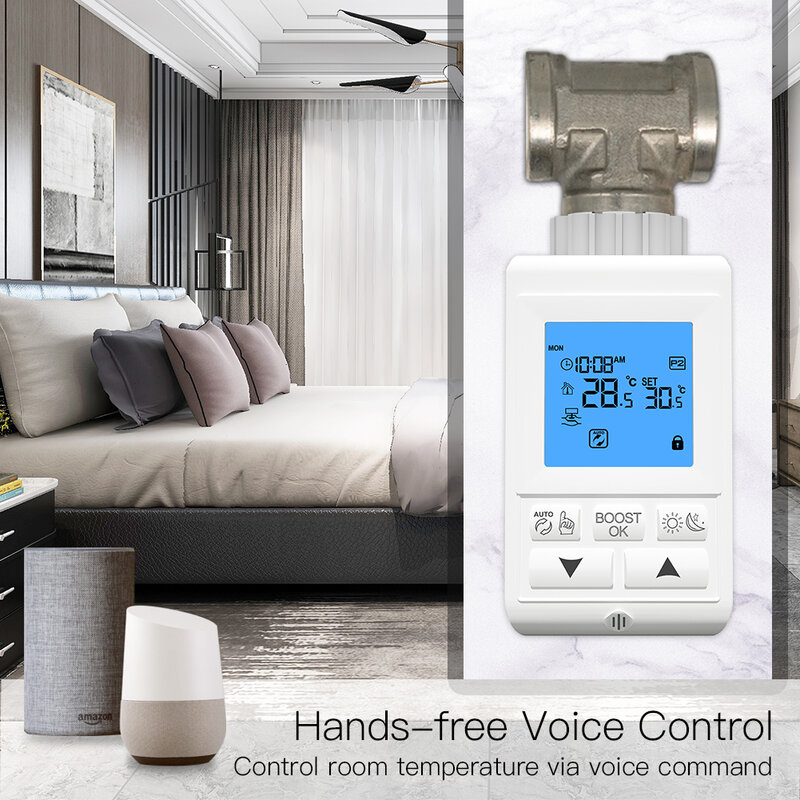 Zigbeeเทอร์โมสมาร์ทTRVวาล์วหม้อน้ำThermostatic Controllerเครื่องทำความร้อนอุณหภูมิ2MQTTการตั้งค่าทำงานร่วมกับ...