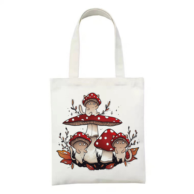 Sacos de lona feminina reutilizável bolsa de compras moda dos desenhos animados impressão shopper saco grande capacidade das senhoras lona bolsa de ombro