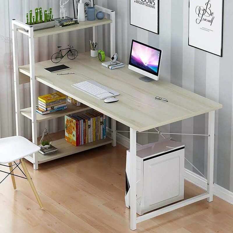Mesa de laptop com prateleiras 57 estação de trabalho, mesa de computador com suporte para cpu, mesa de jogos para escritório em casa, mesa de escrita para estudo
