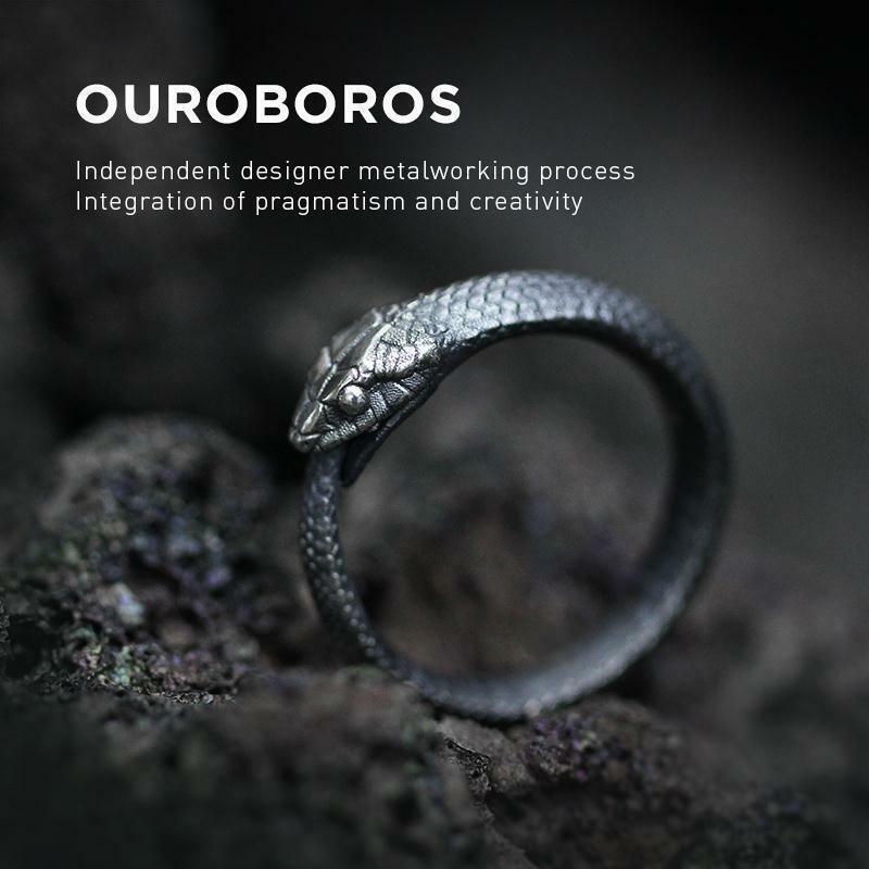 Venda quente sentido novo anel ao vivo ouroboros anel hipoalergênico homens e mulheres na moda casal festa presente jóias gótico