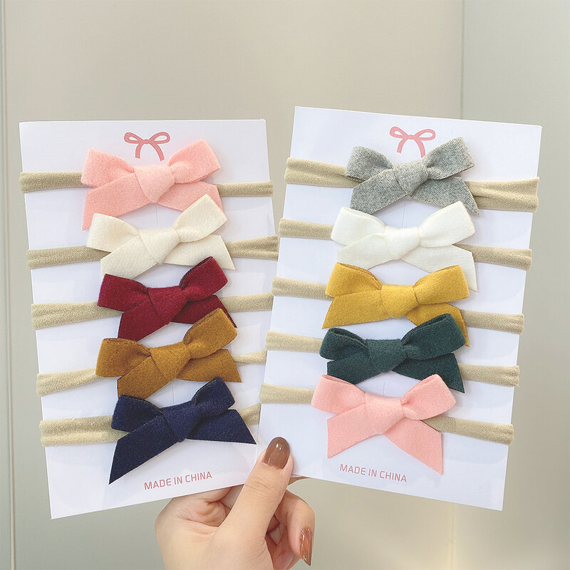 4Pcs/set 20Colors Cute Cotton Mini Bowknot Solid Color Headband For Girls Ribbon Headwear Toddlers Band Infant Hair Accessories