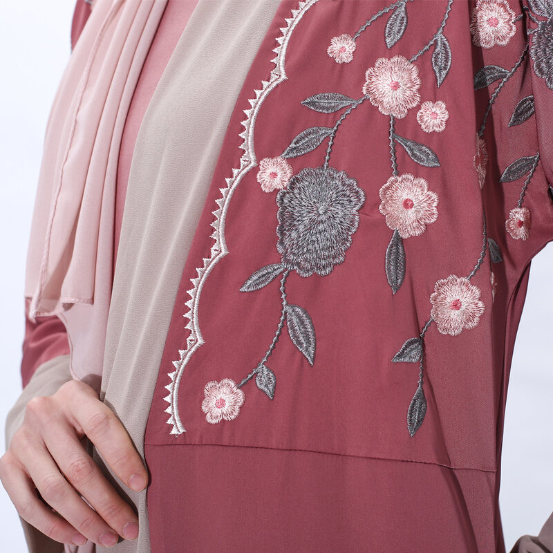 2021 New Women's Dress, Muslim Dress, Robe, Ramadan Embroidery, Female Chiffon Stitching Cardigan, Abaya Islamic Clothing