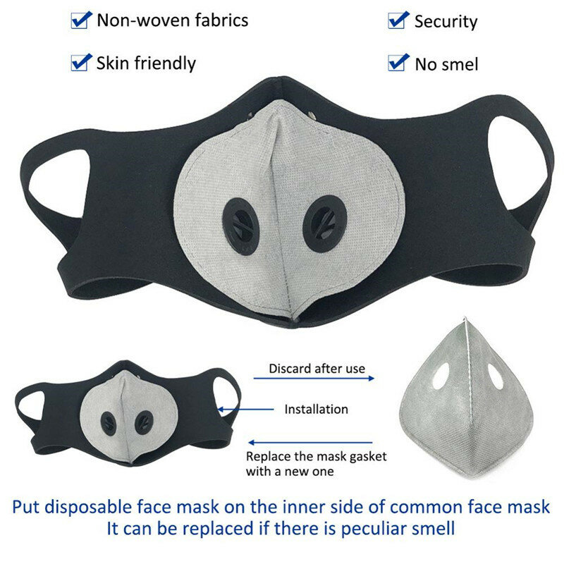 Cycling Face Mask with Filters PM 2.5 Anti-Pollution Cycling Mask Activated Carbon Breathing Valve Bike Mouth Caps Mascarilla