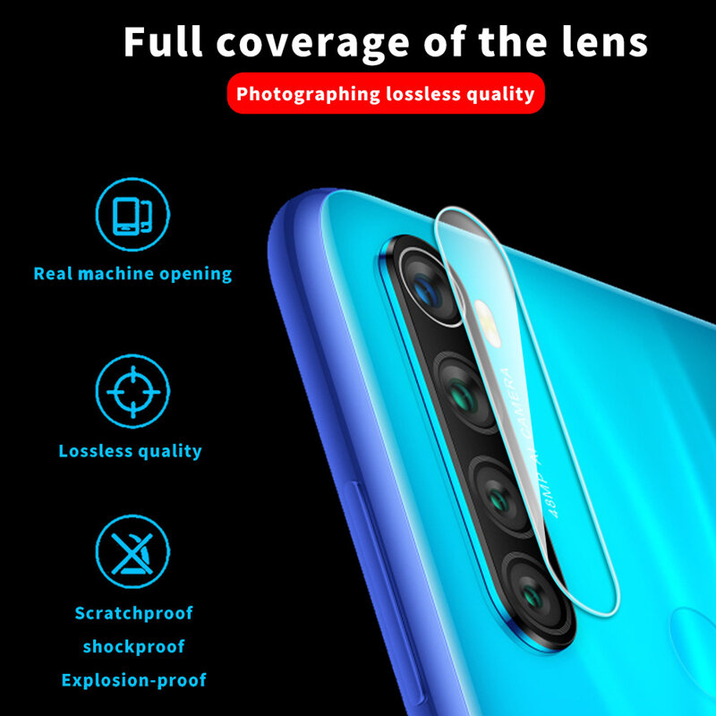 2in1 de la cubierta completa 9D vidrio templado para Xiaomi Redmi 7 8 7A 8A Redmi Note 7 8 9 pro 9S 8T Camare Protector de pantalla película