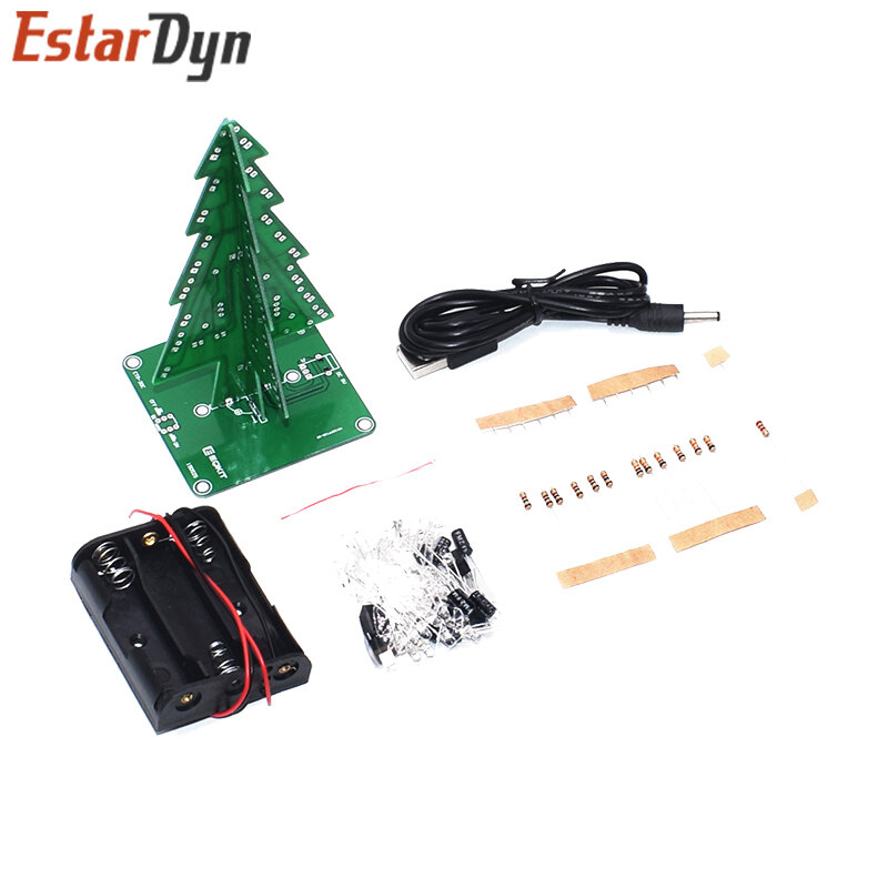 Drei-Dimensional 3D Weihnachten Baum LED DIY Kit Rot/Grün/Gelb RGB LED Flash Schaltung Kit Elektronische spaß Suite