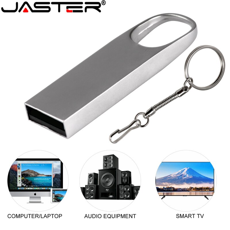 JASTER-Unidad Flash USB 2,0 de metal, pendrive de 64GB, 32GB, 16GB, 8GB, 4GB, capacidad Real, logotipo personalizado, regalos