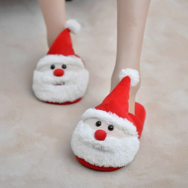 어린이 산타 클로스 홈 코튼 여성 실내 따뜻한 어린이 크리스마스 슬리퍼 아기 어린이 미끄럼 방지 소녀 여성 플러시 신발