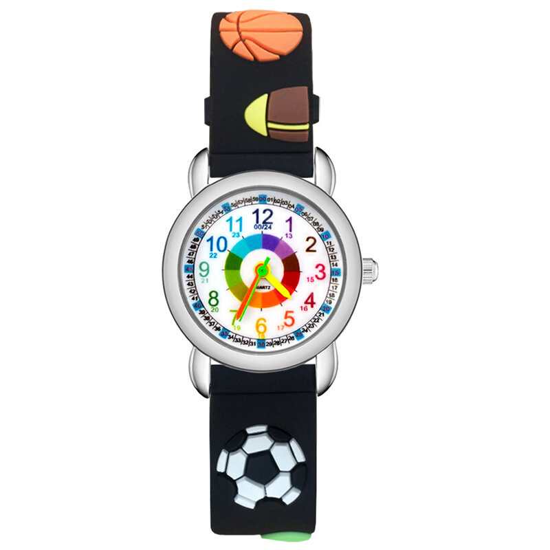 Fashion Horloges Cartoon Kleur Nummers Stijl Kinderen Kids Student Meisjes Quartz 3D Silicone Klok JP23