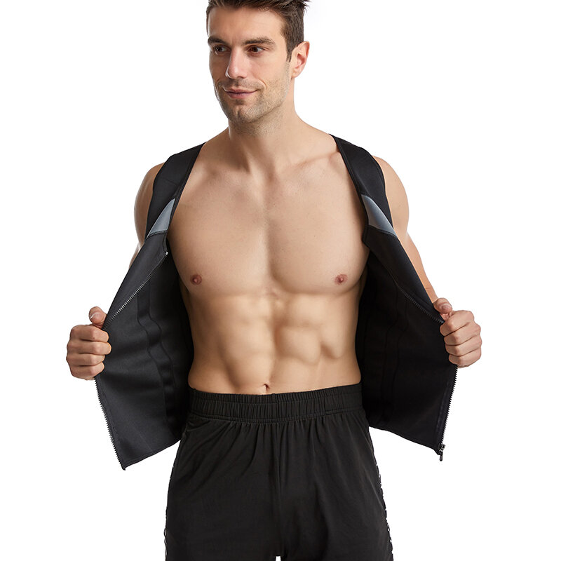 Camiseta deportiva sin mangas para hombre, chaleco adelgazante, corsé para vientre, moldeador de cuerpo
