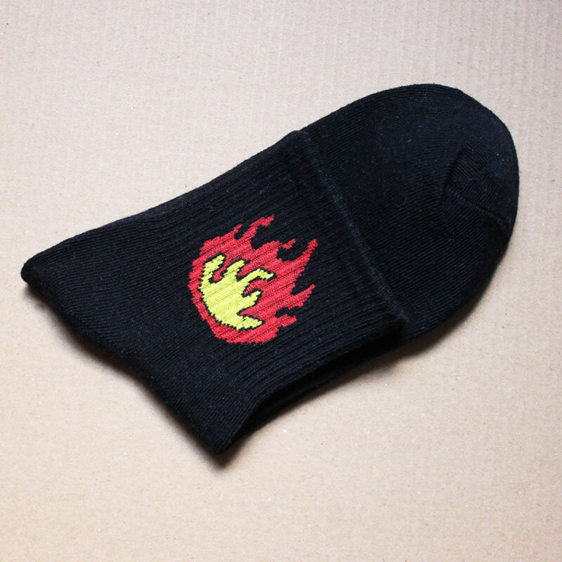 Chaussettes de Sport Harajuku pour hommes, en coton, doux, à la mode, pour étudiants, avec flamme extraterrestre, Cactus chaton