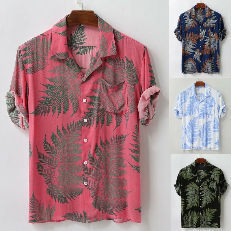 KANCOOLD قميص الرجال الصيف الملونة قصيرة الأكمام أزرار فضفاضة هاواي قميص غير رسمي تنفس رقيقة بلوزة قمصان للرجال Jun2