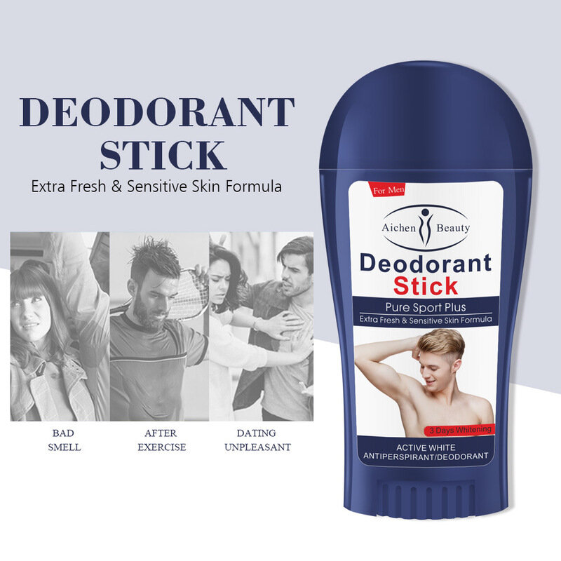 Bastão desodorante aichun, 50ml, antitranspirante, fragrância, suor axilas, remoção de odor corporal para homens